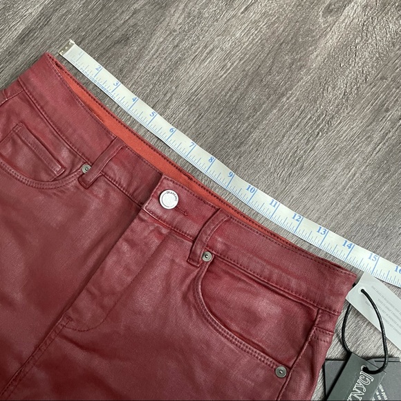 NEW BLANK NYC Burgundy Coated Denim Mini Skirt 28 - Picture 6 of 16